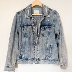 Old Navy Distressed Denim Jacket | Women’s Large 🧺